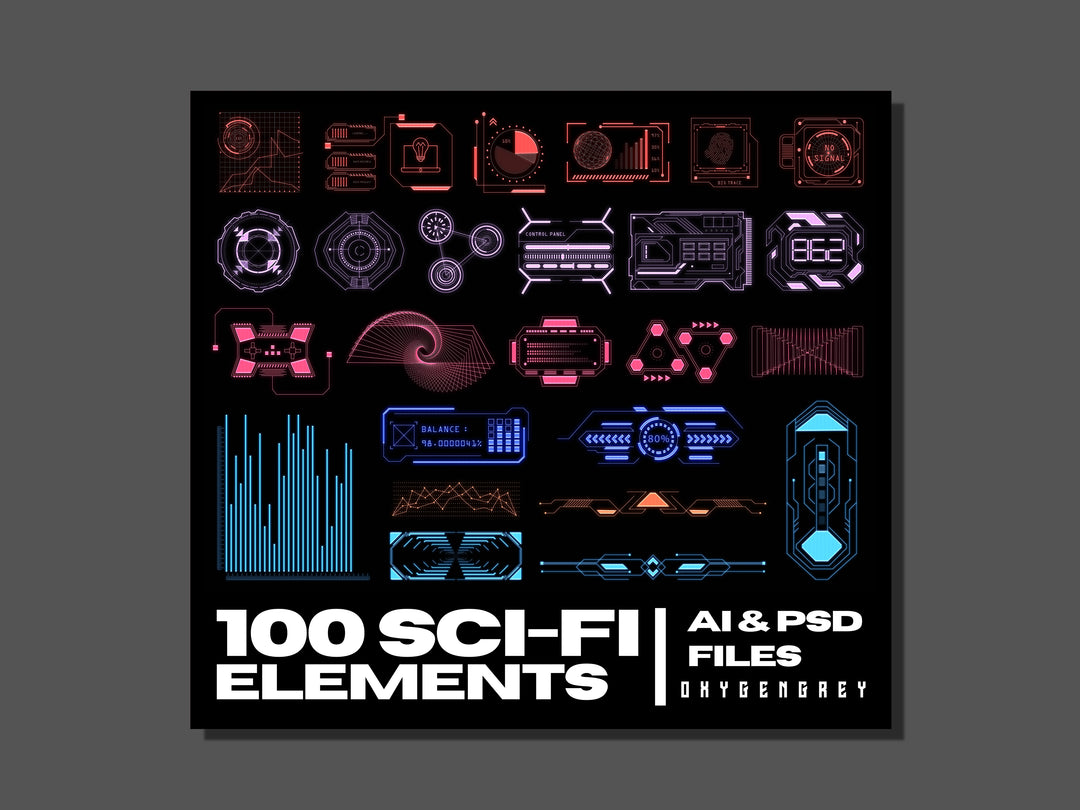 100 Sci-Fi Graphic Elements